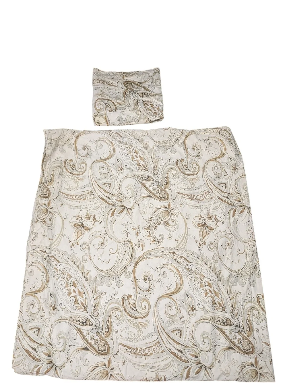 Pottery Barn Organic Cotton Paloma Paisley Duvet Cover + 1 Sham Ivory Beige Boho